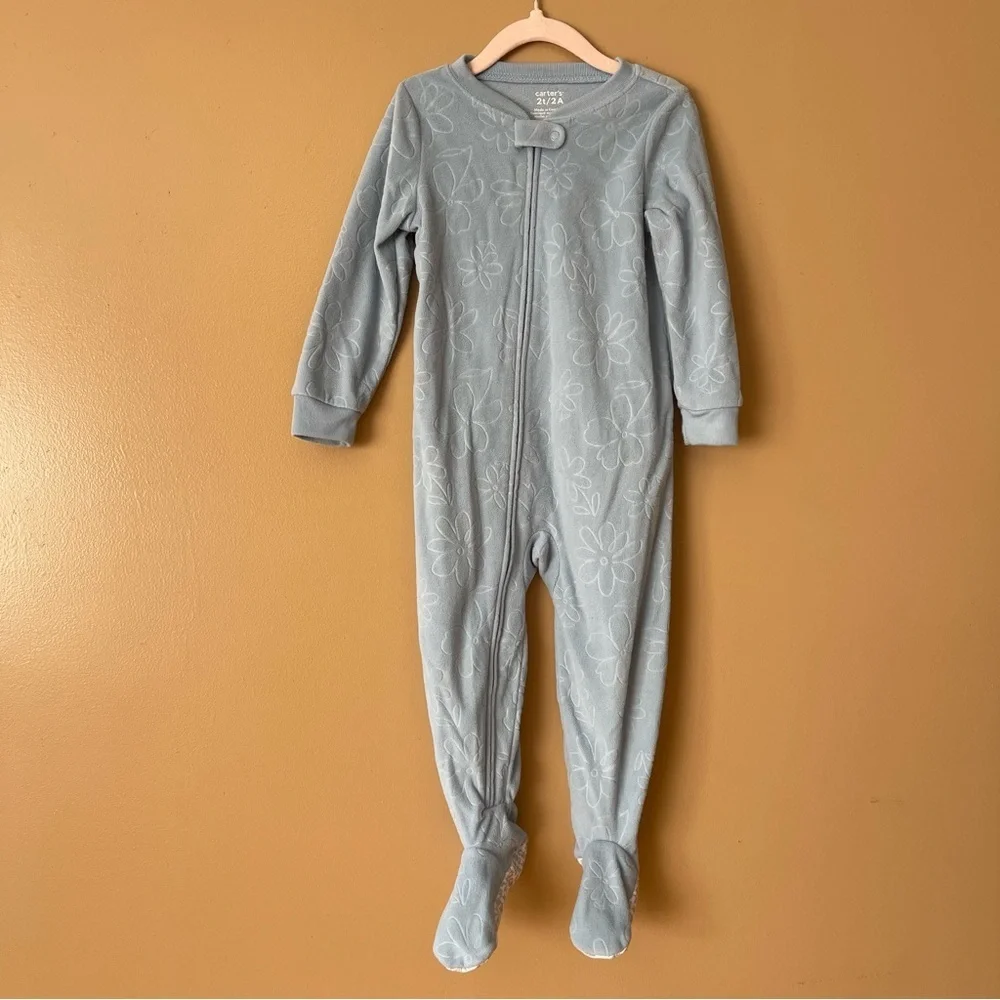 Carter’s 2T Blue Heart Fleece One-Piece Pajamas